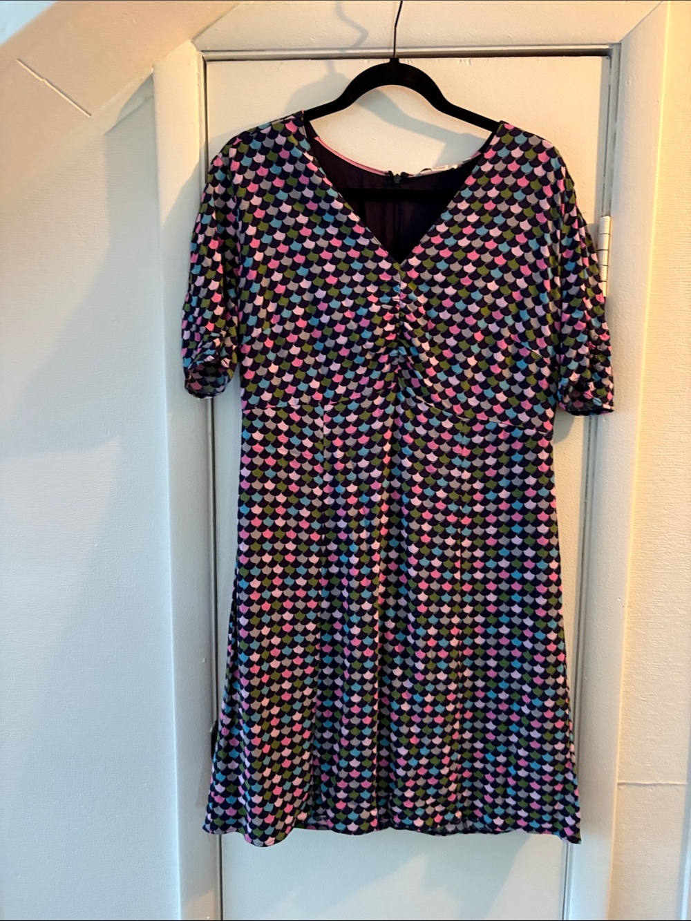 Bonein Women's Multicolor Geometric V-Neck Mini Dress